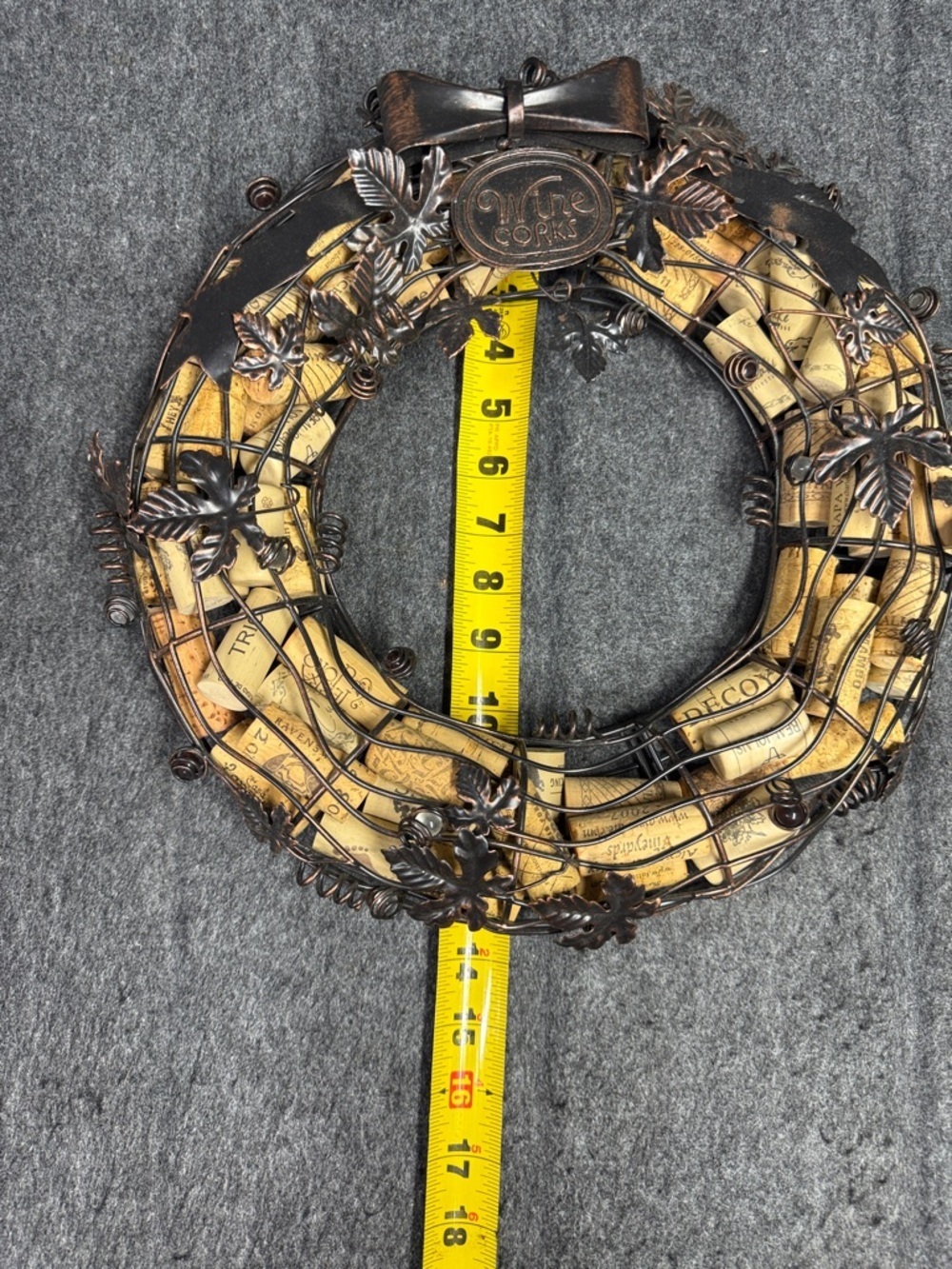 Decorative Wine Cork Wreath with Bronze Metal Accents - Brown - Picture 5 of 5